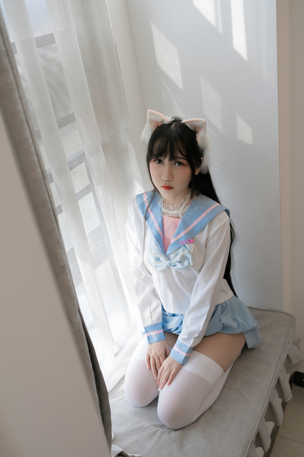 不呆猫-白色兔子JK[63P]