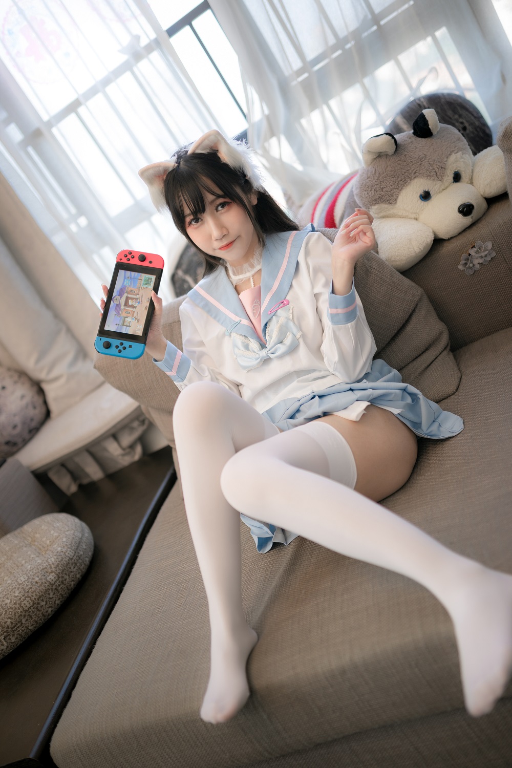 不呆猫-白色兔子JK[63P]