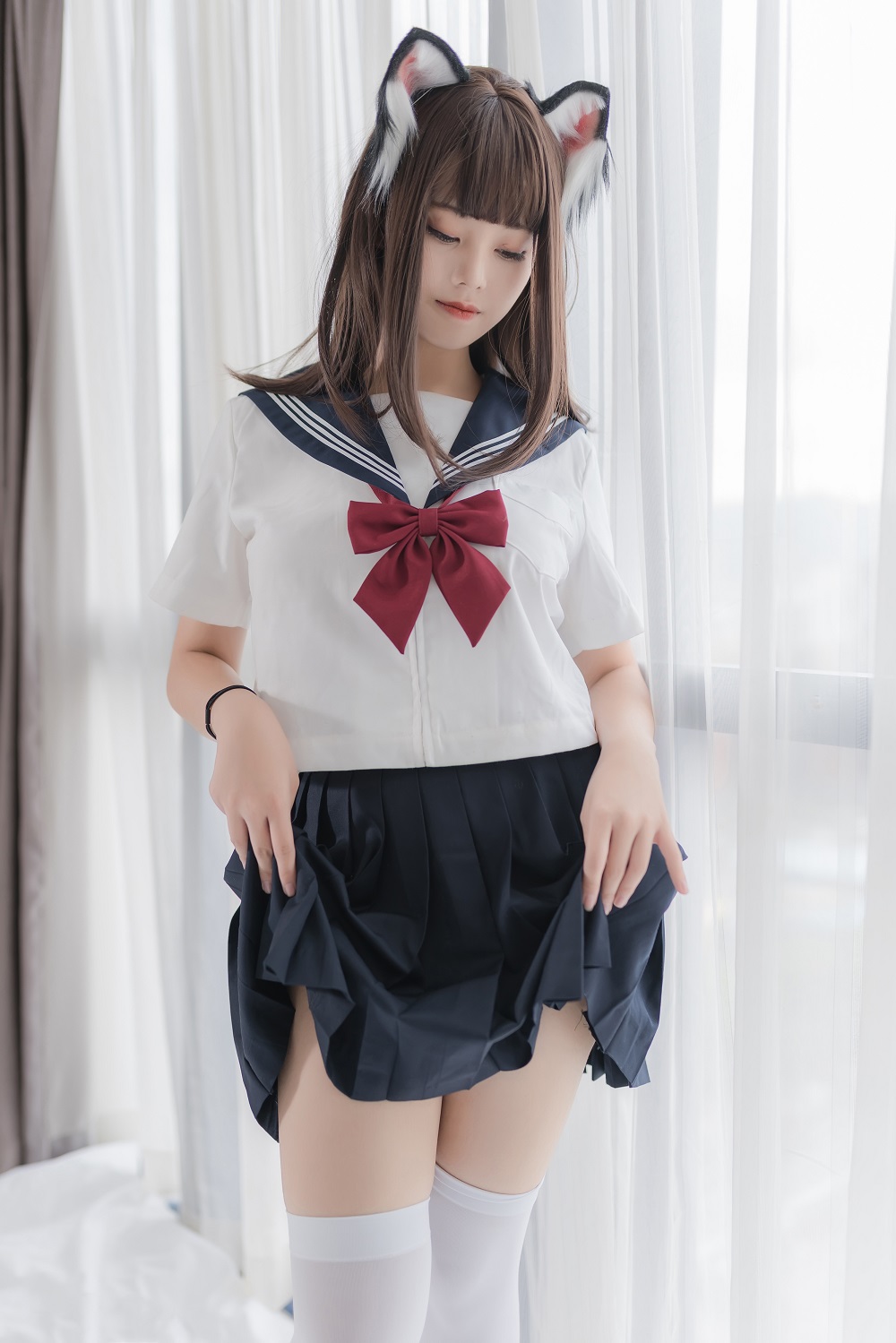 蜜汁猫裘-猫耳JK[40P]