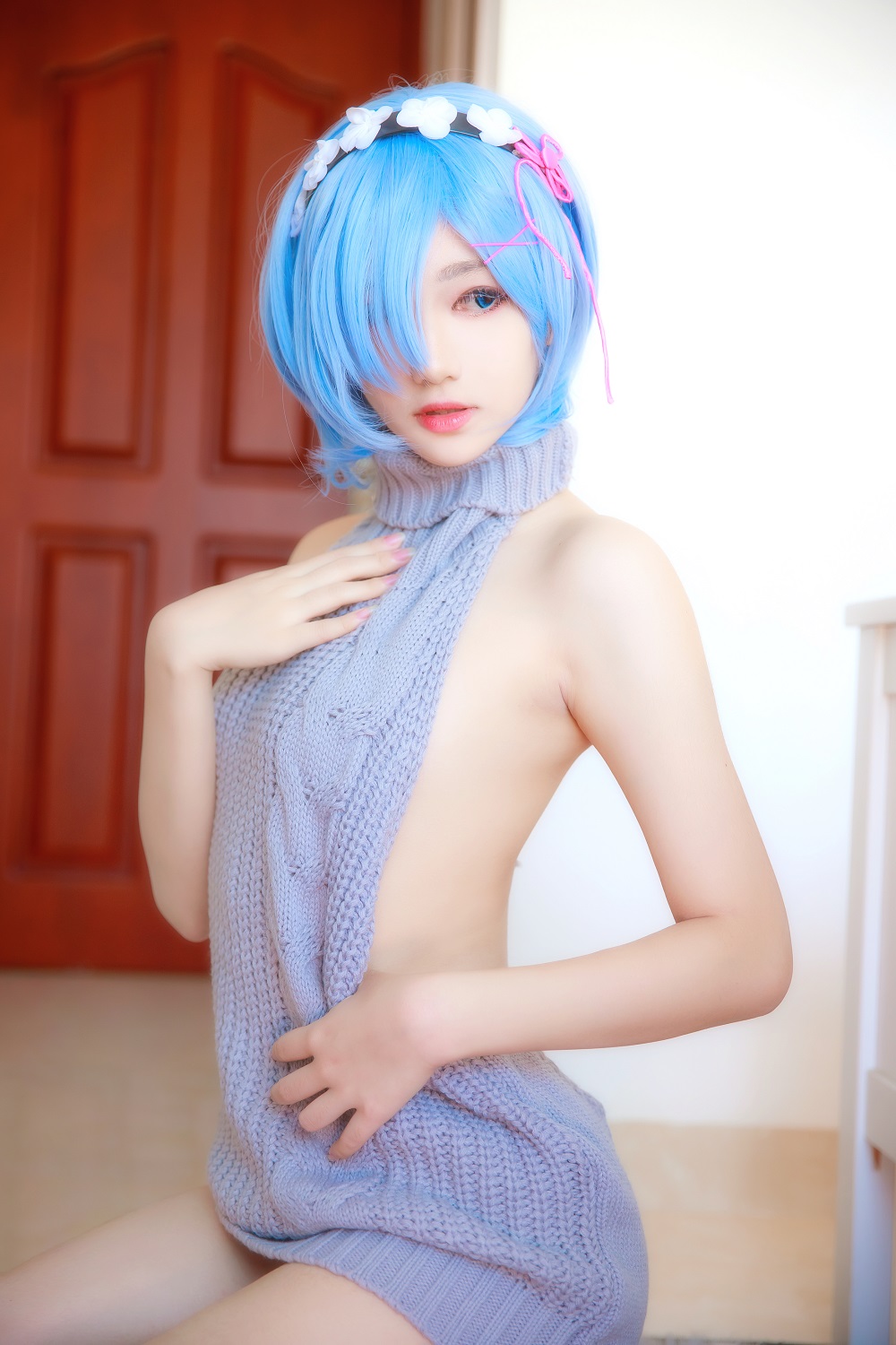南桃Momoko-蕾姆露背毛衣[12P]
