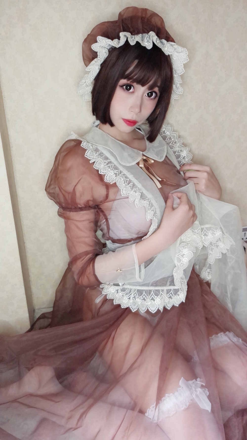 奈汐酱nice-自撮りVol.005-棕色透明女仆[41P+4V]