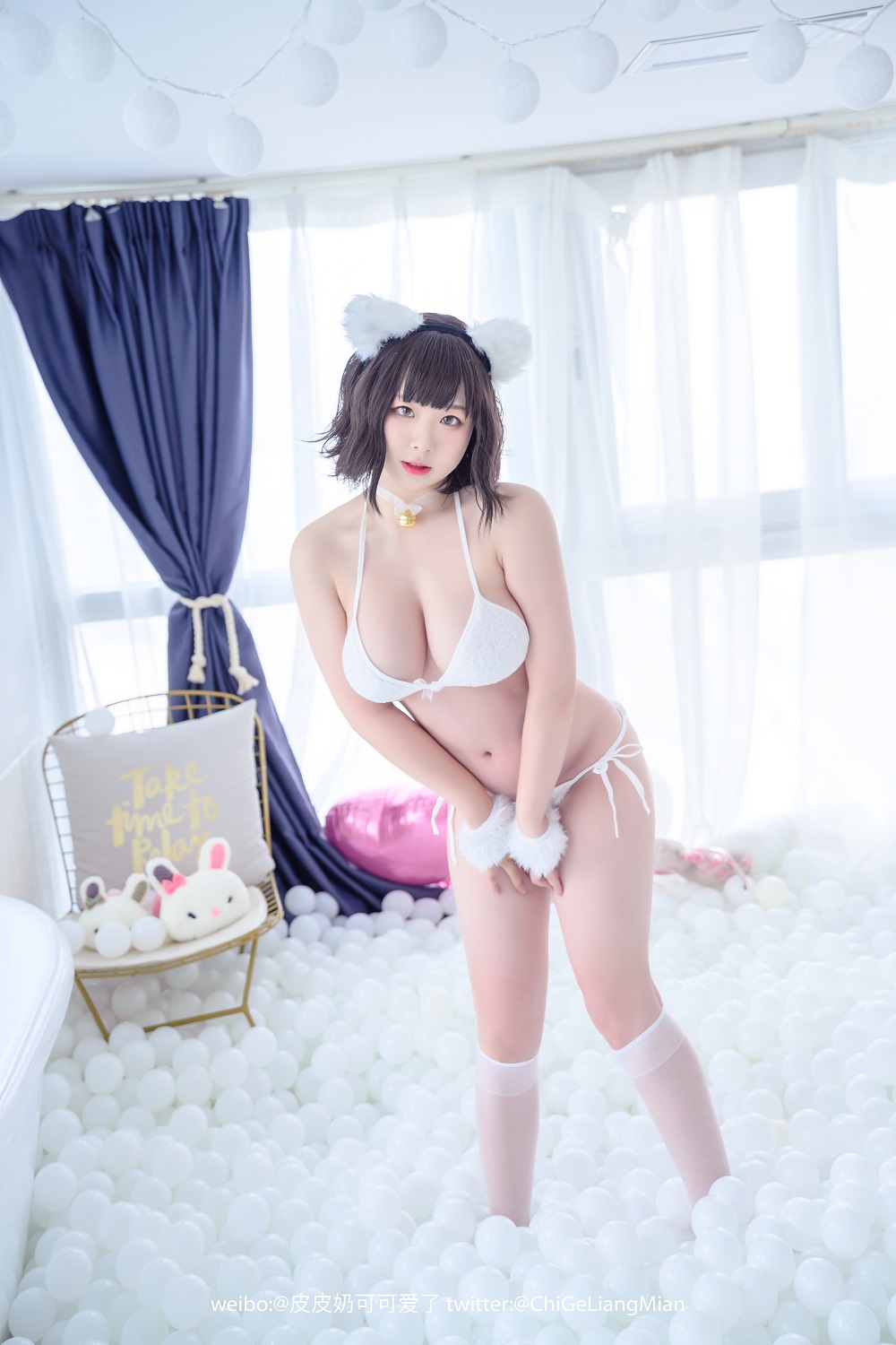 超皮皮皮奶-白猫套装[50P]