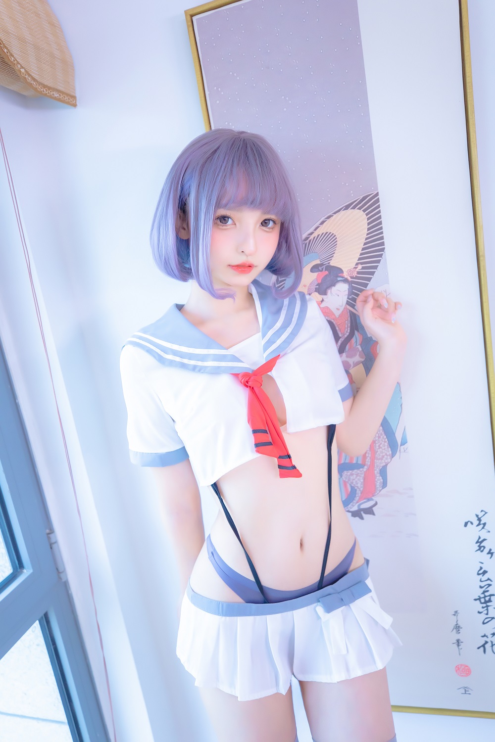 神楽坂真冬-灰丝吊带JK[75P]