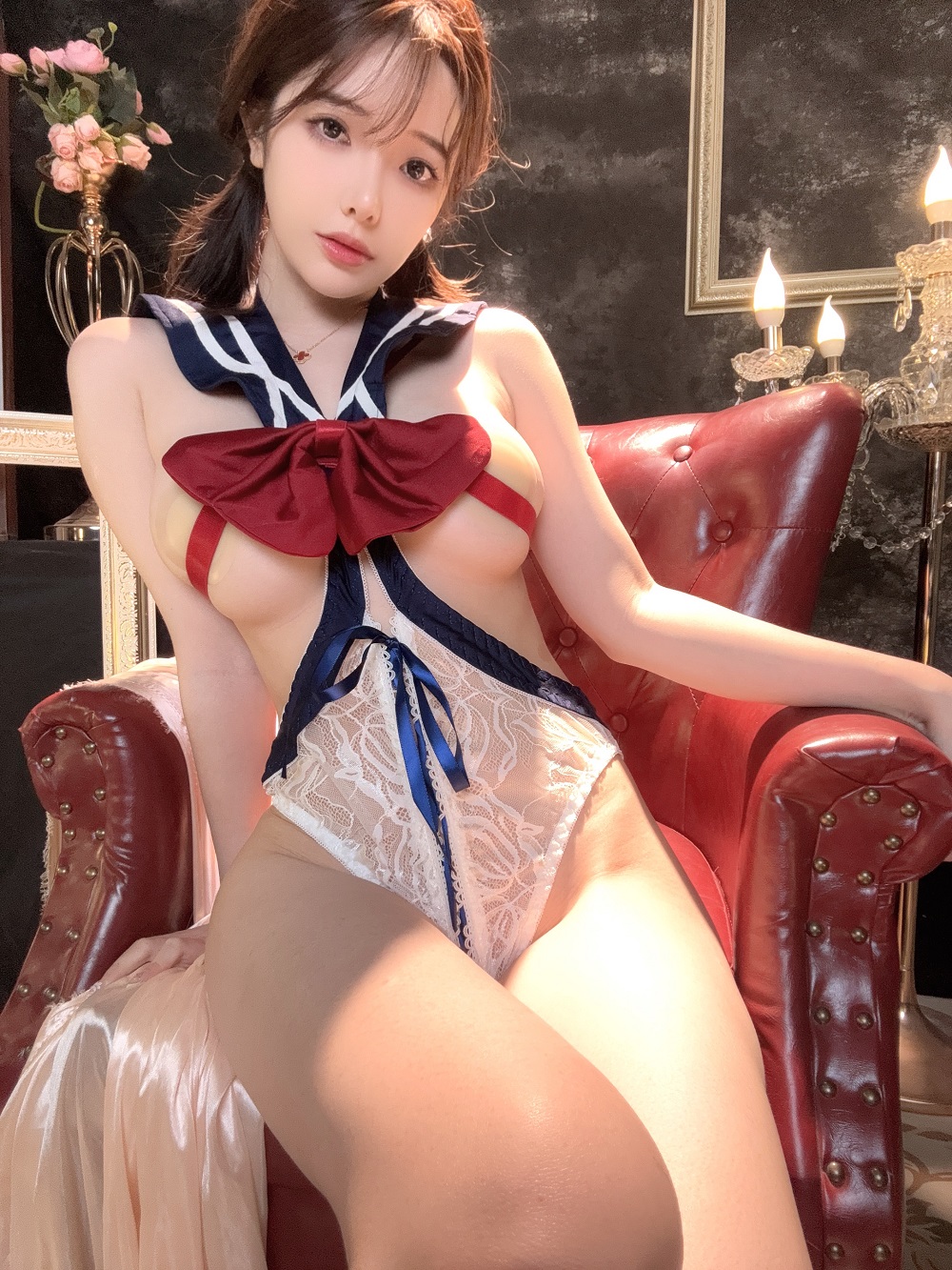 雯妹不讲道理-舰长自拍包-镂空水手服[28P+5V]