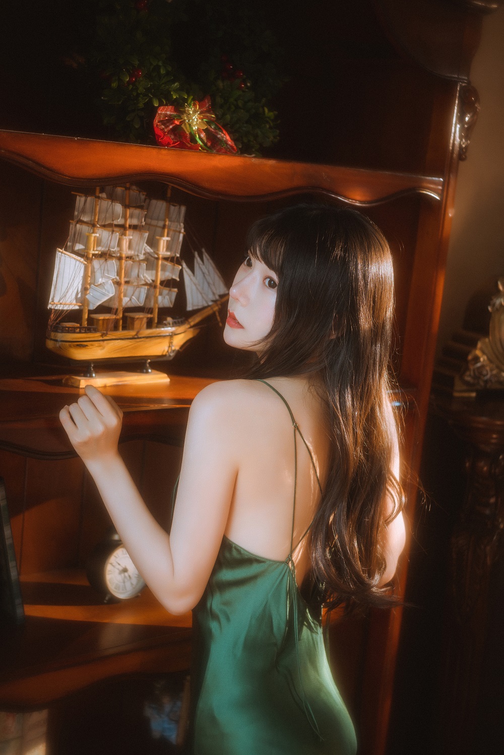 香草喵露露-杨枝甘露-绿色连衣裙[45P+1V]