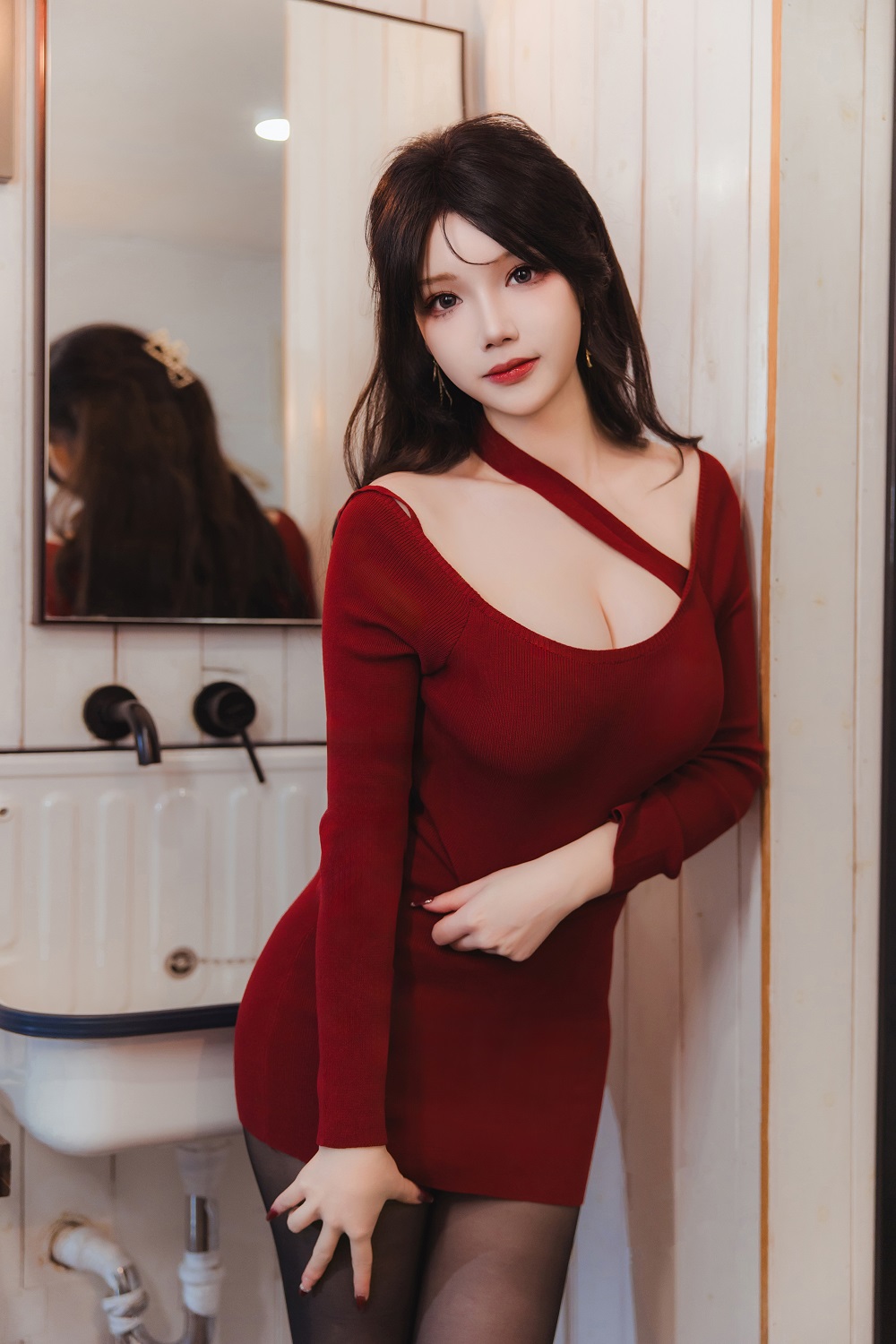 雪晴Astar-红裙黑丝小娇妻[65P+2V]
