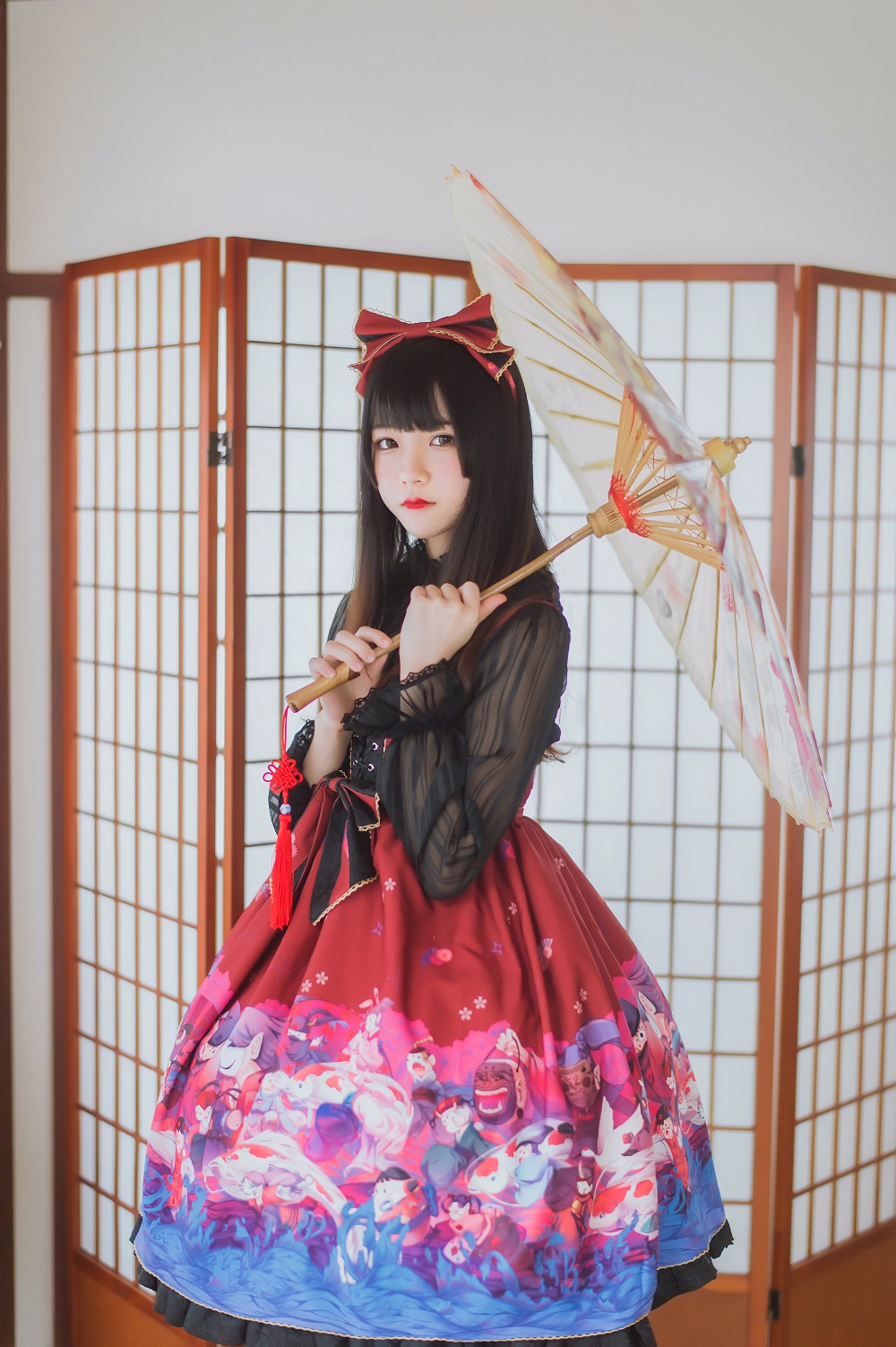 桜桃喵-和风Lolita[22P] COS网红博主 预览1图