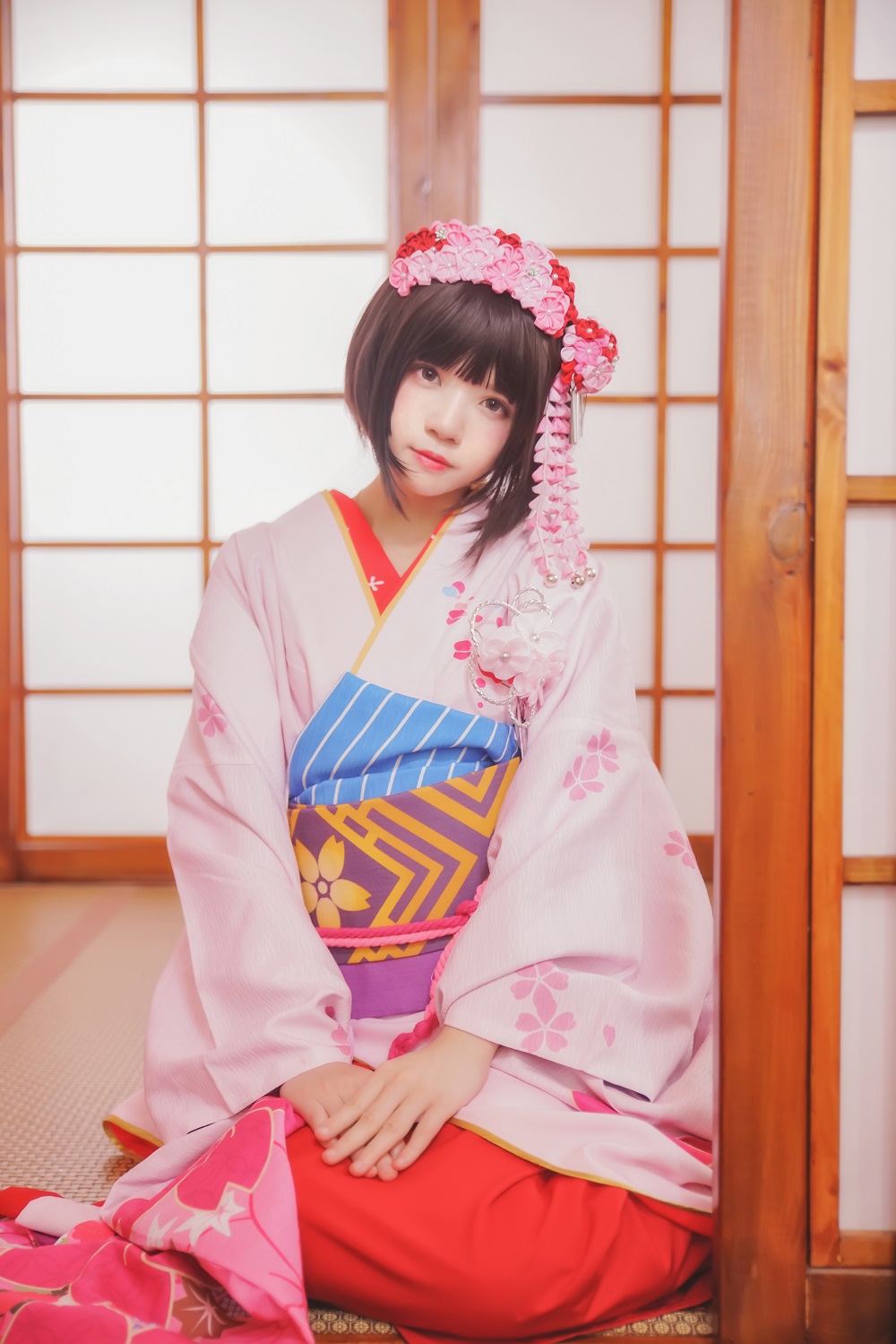 桜桃喵-加藤惠和服[23P] COS网红博主 预览2图