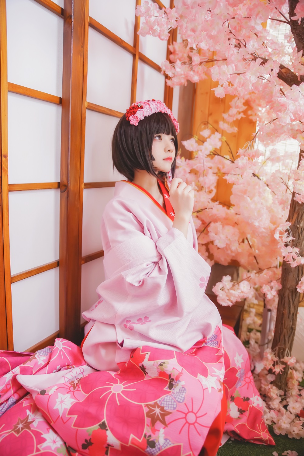 桜桃喵-加藤惠和服[23P] COS网红博主 预览1图