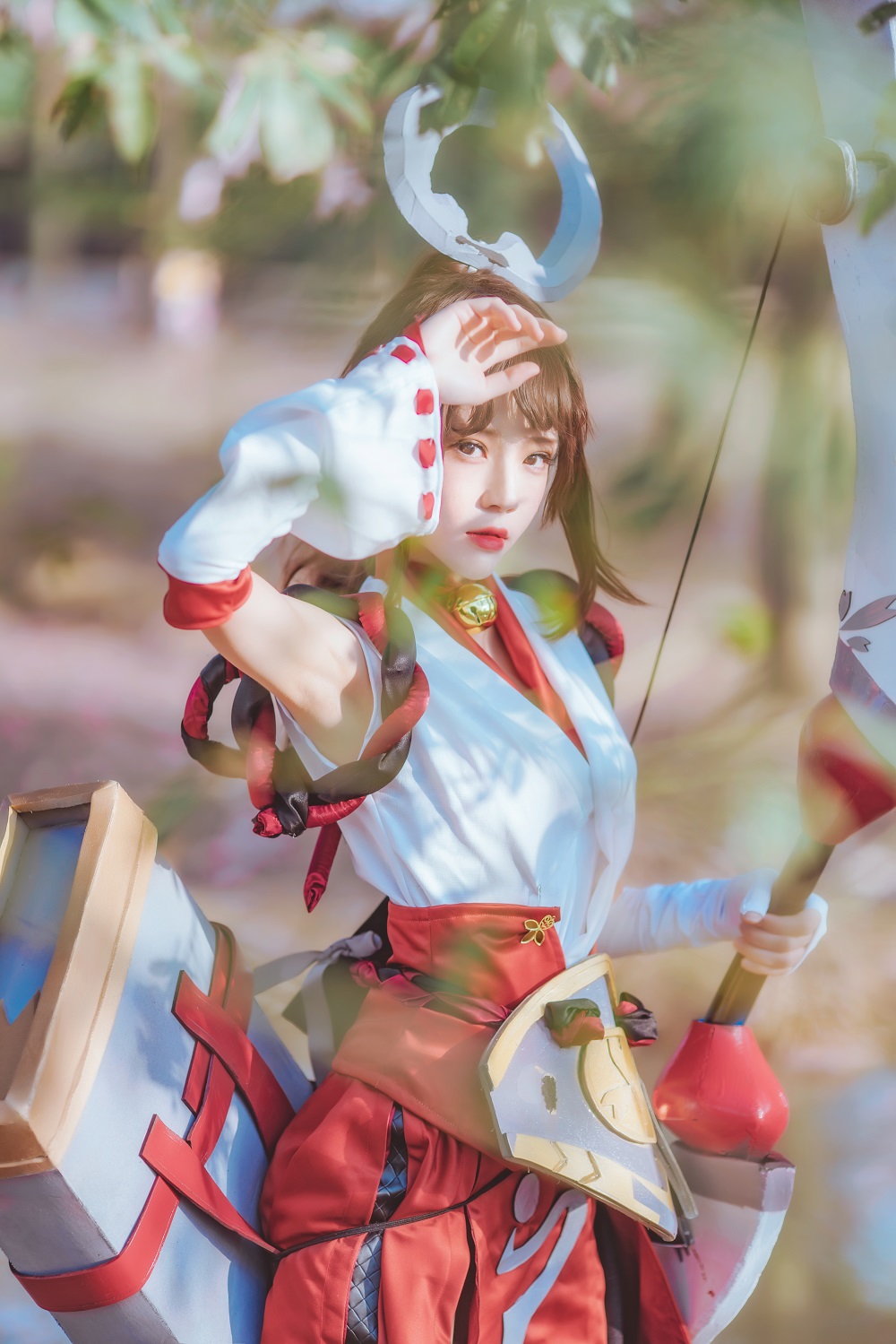 桜桃喵-王者荣耀-伽罗·花见巫女[32P] COS网红博主 预览1图