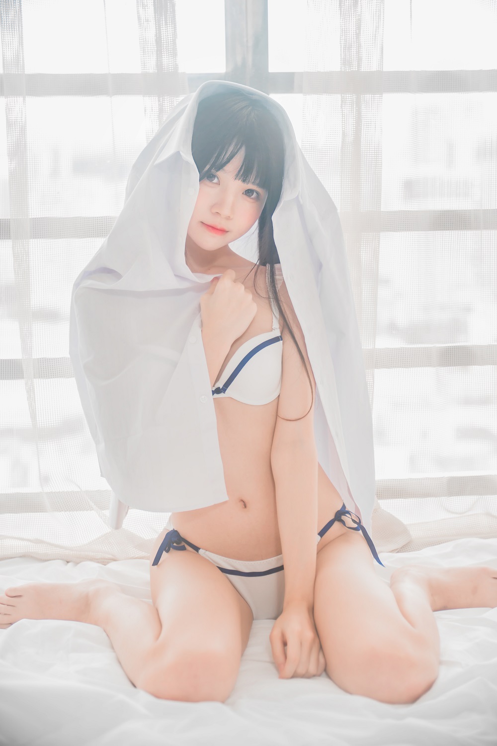 桜桃喵-桜桃未熟1-白衬衫双马尾[47P] COS网红博主 预览2图