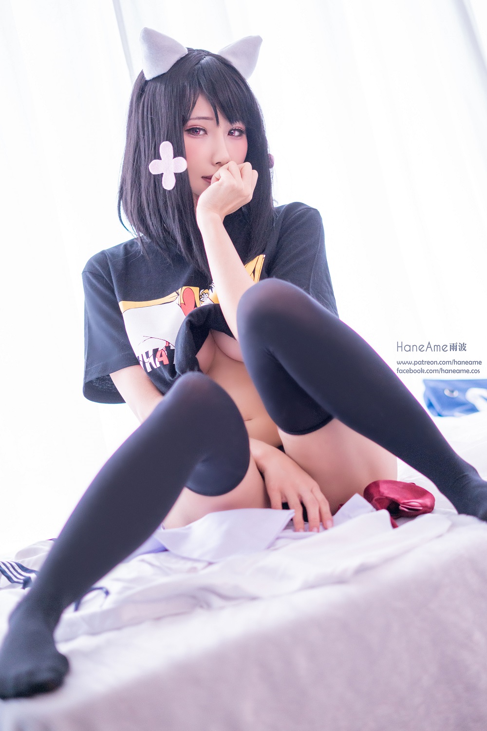 雨波HaneAme-黑猫居家服[10P] COS网红博主 预览1图