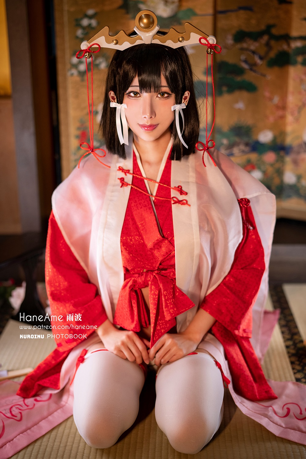 雨波HaneAme-黑兽-辉夜巫女[44P+2V] COS网红博主 预览2图