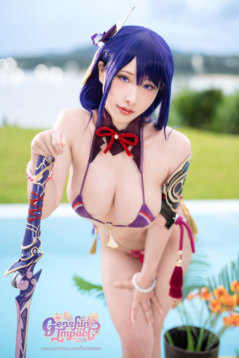 雨波HaneAme-灿金之夏-原神·雷电将军写真书[95P+6V] COS网红博主 预览1图