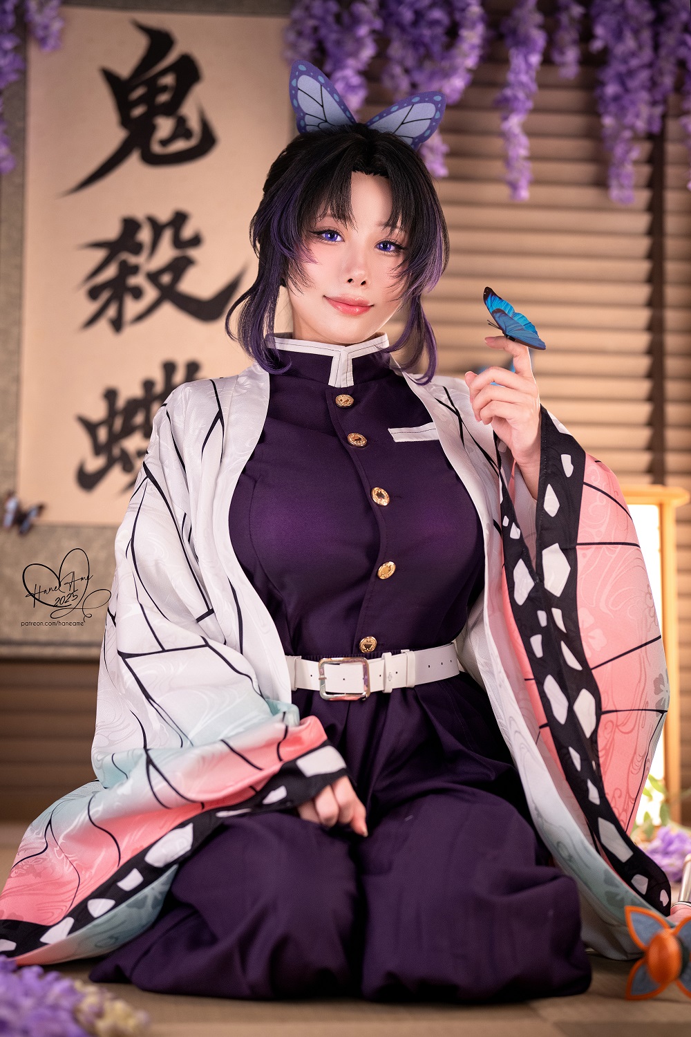 雨波HaneAme-鬼灭之刃-蝴蝶忍[44P] COS网红博主 预览1图