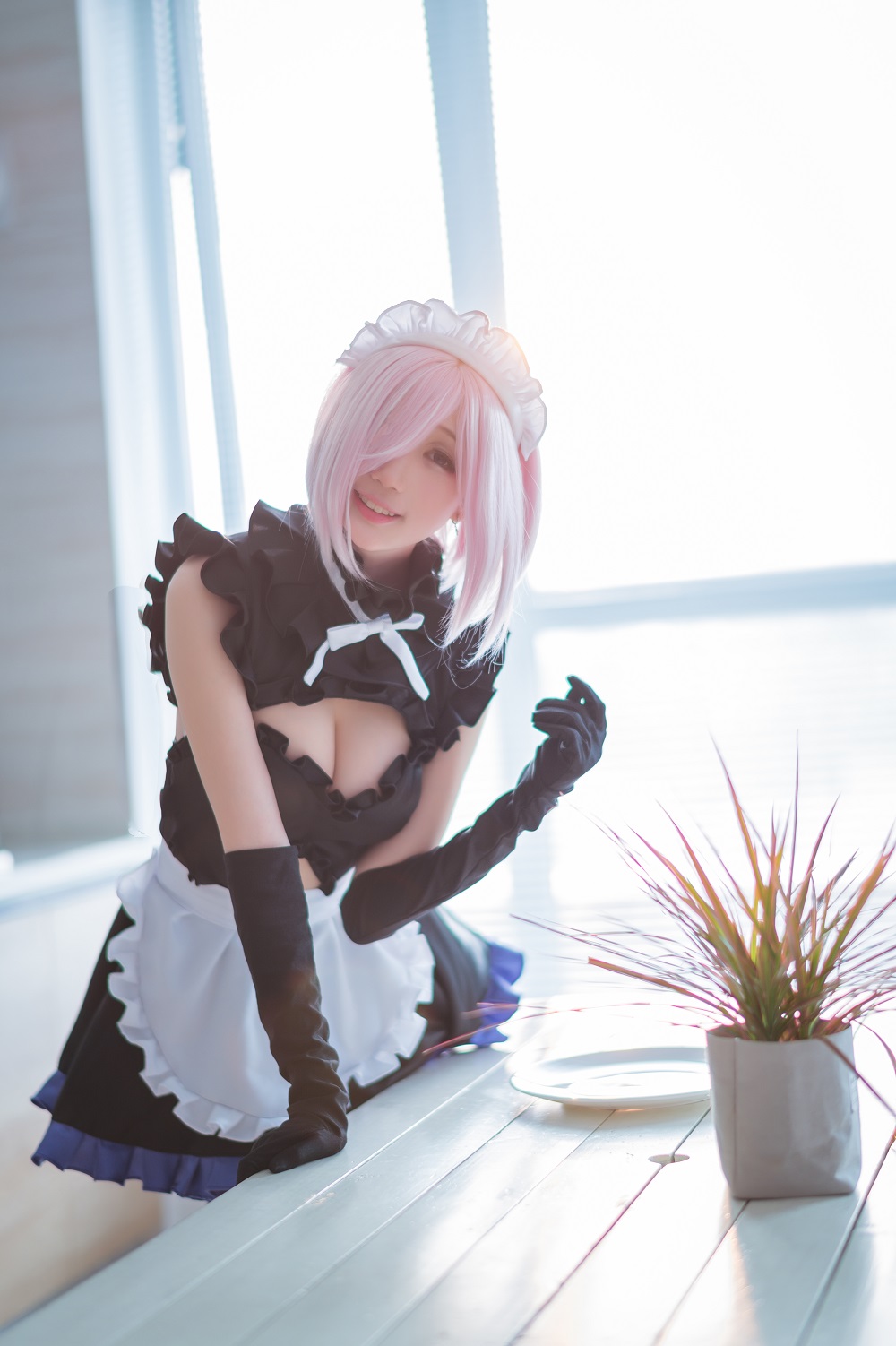 周叽是可爱兔兔-FGO-玛修女仆[17P] COS网红博主 预览2图