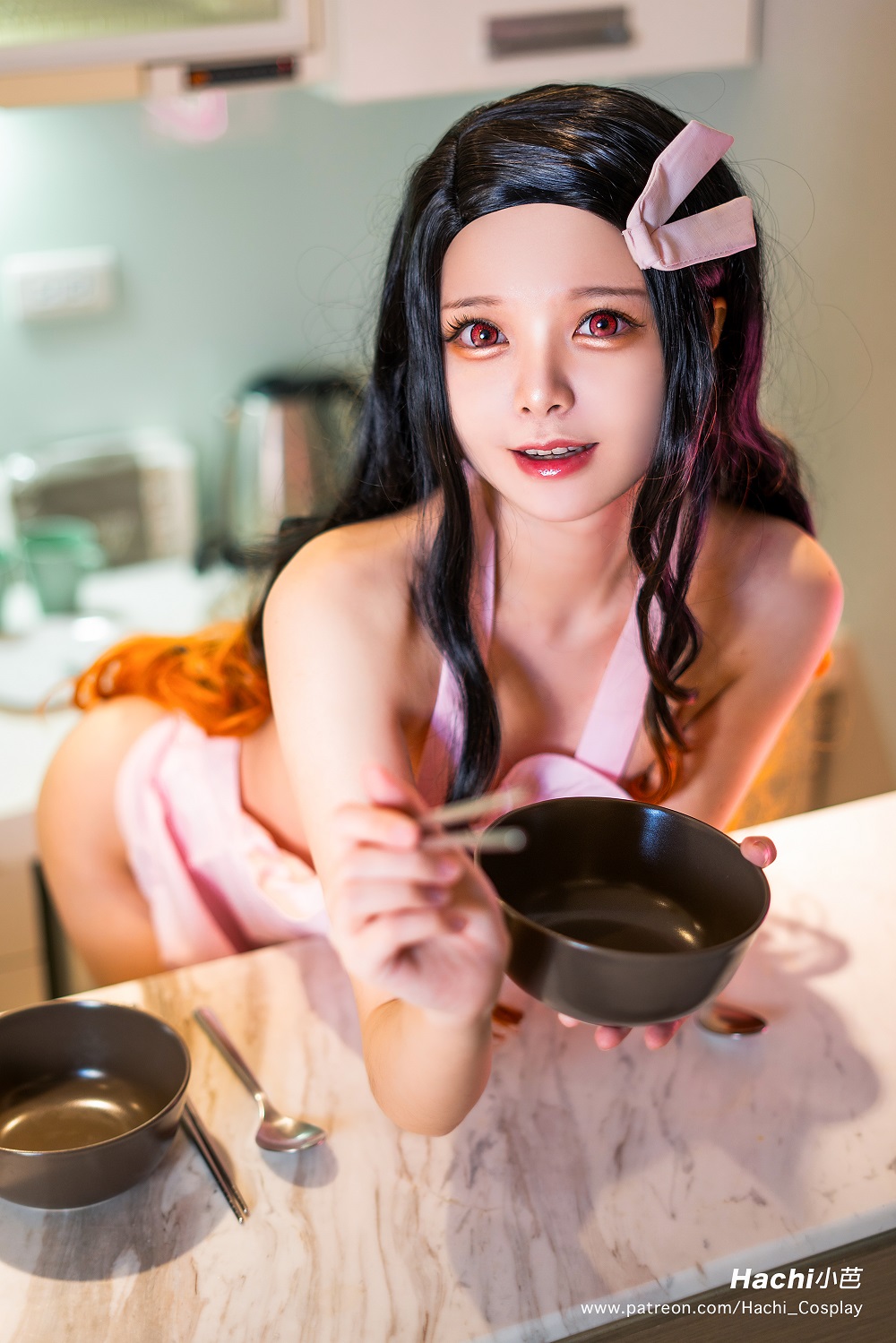 Hachi小芭-鬼灭之刃-灶门祢豆子围裙[22P] COS网红博主 预览2图