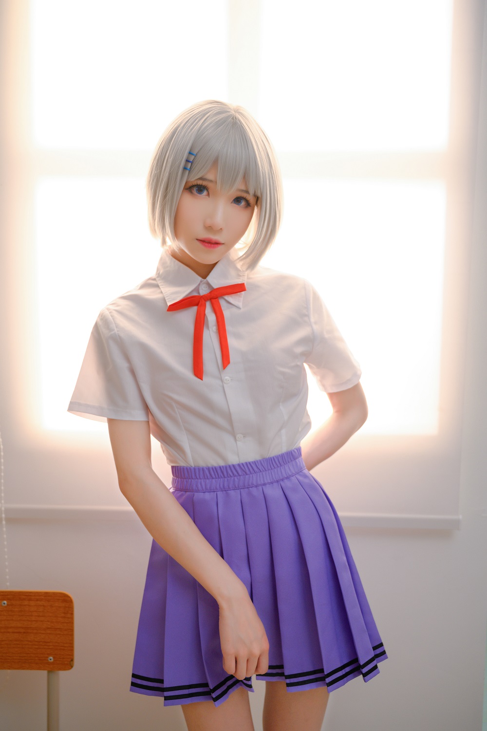 Tomoyo酱-约会大作战-鸢一折纸校服[12P] COS网红博主 预览1图