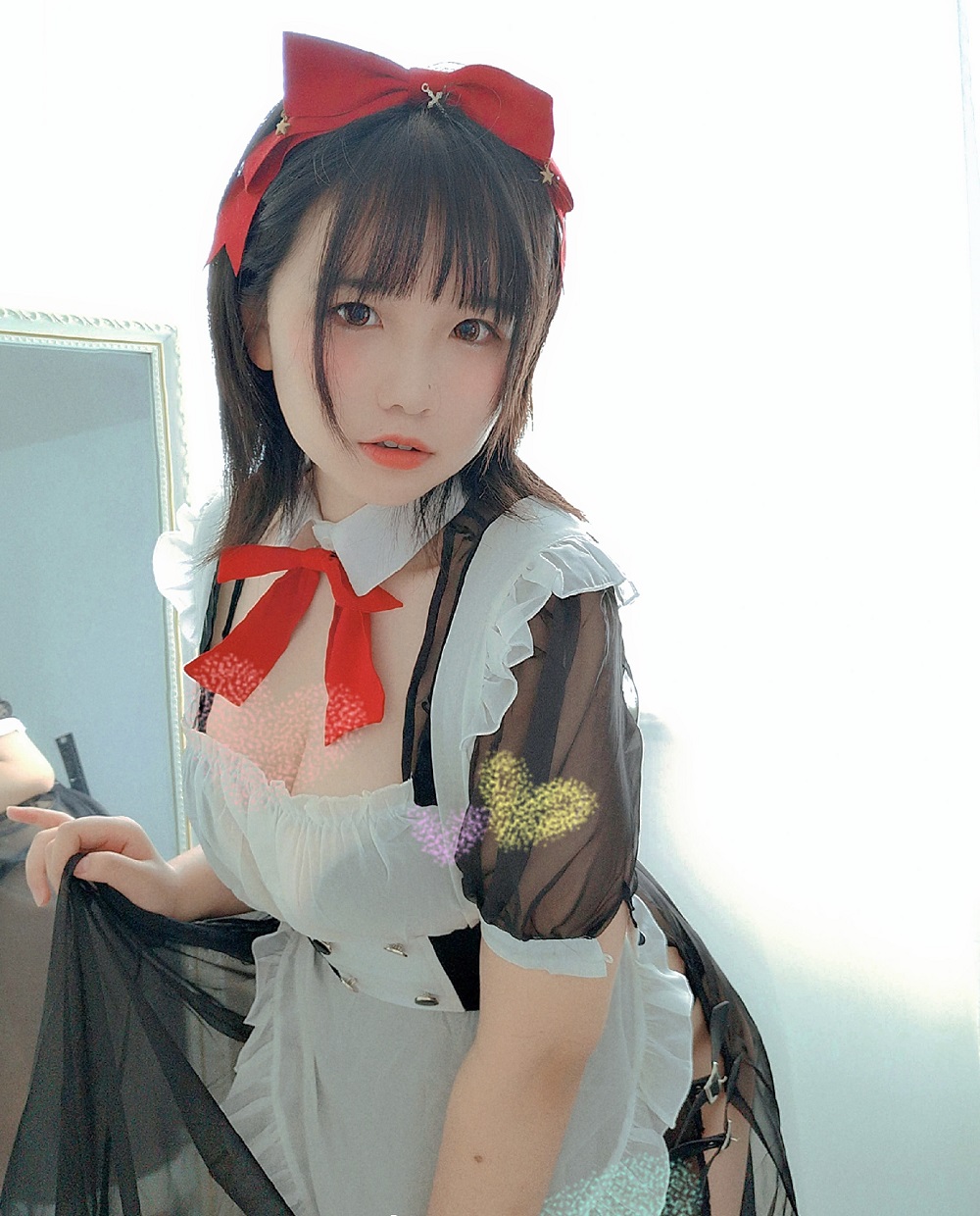 阿半今天很开心-透纱女仆[9P] COS网红博主 预览1图