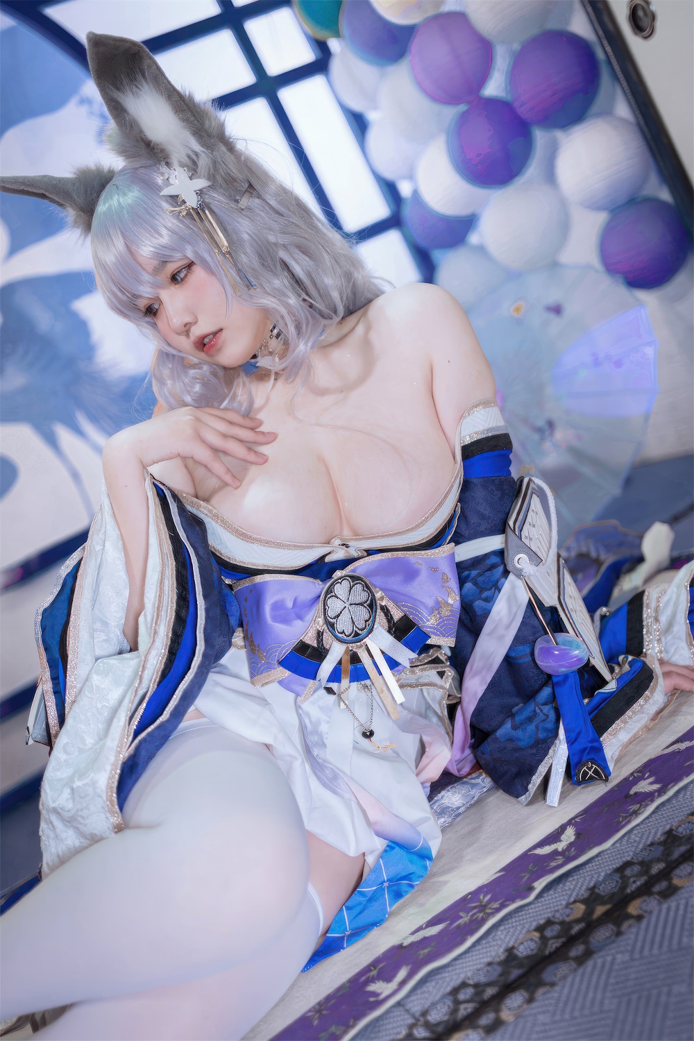 阿半今天很开心-碧蓝航线-信浓和服[21P] COS网红博主 预览1图