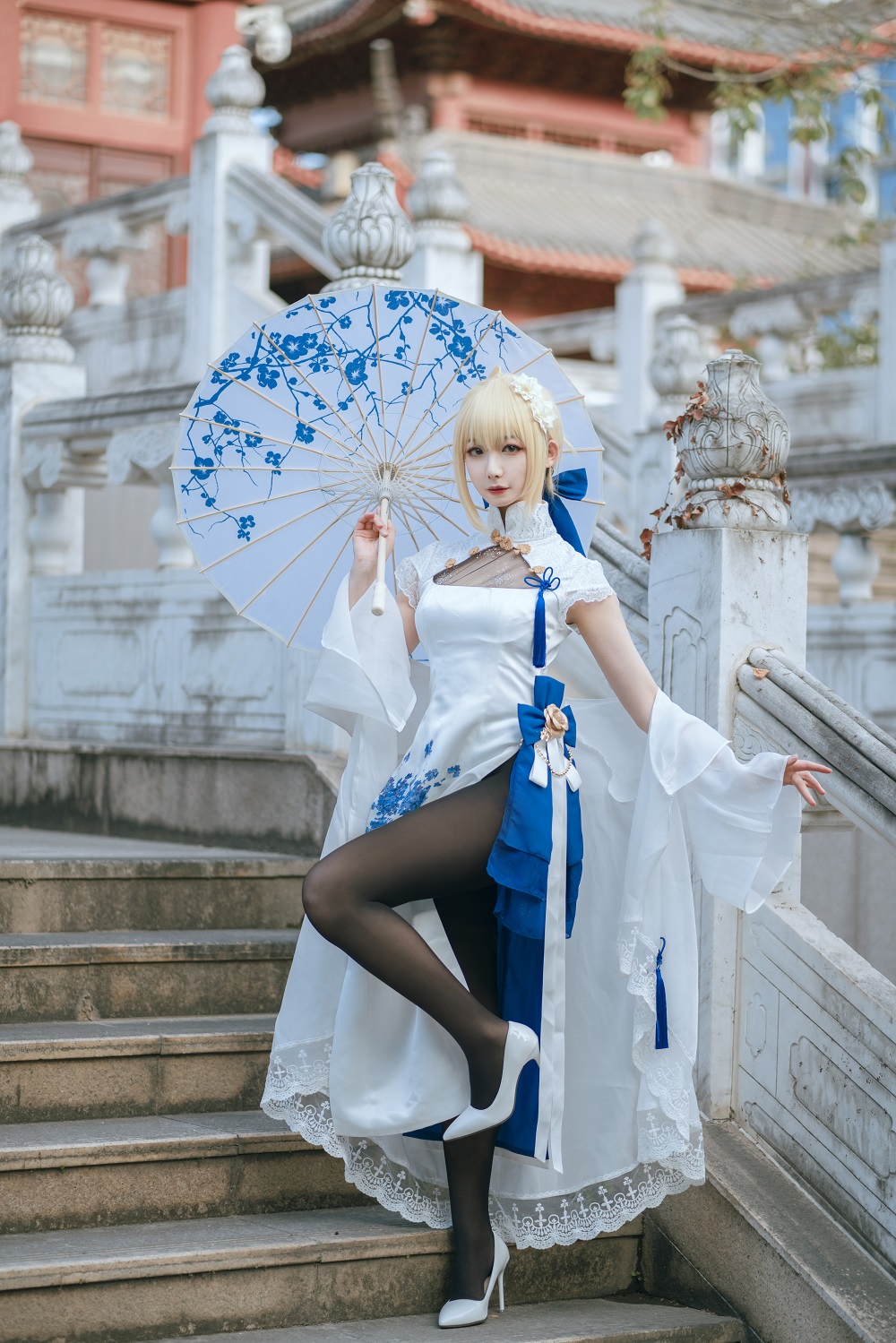 封疆疆v-FGO-Saber旗袍[34P] COS网红博主 预览1图
