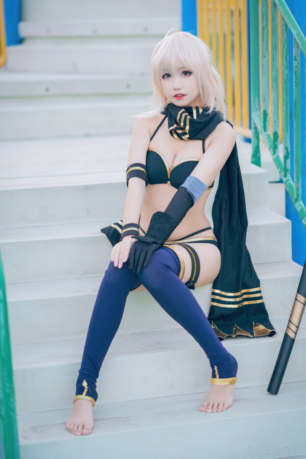 猫君君MaoJun-FGO-冲田总司泳装·黑[37P] COS网红博主 预览2图