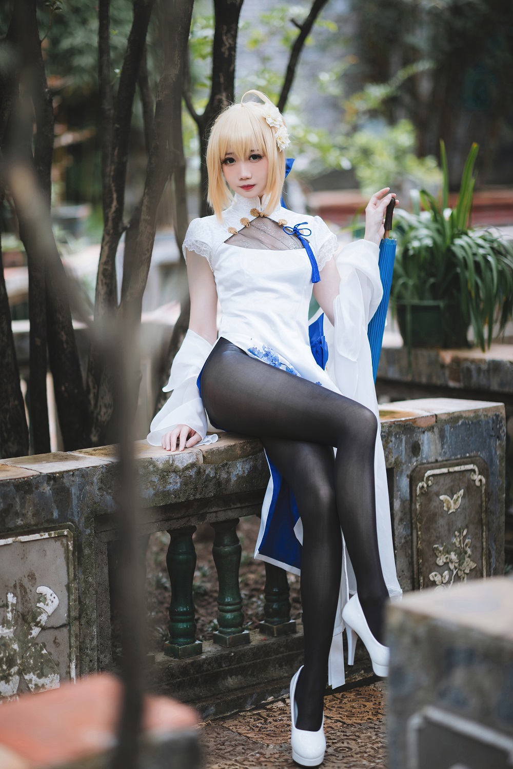 焖焖碳-FGO-saber旗袍[28P] COS网红博主 预览1图