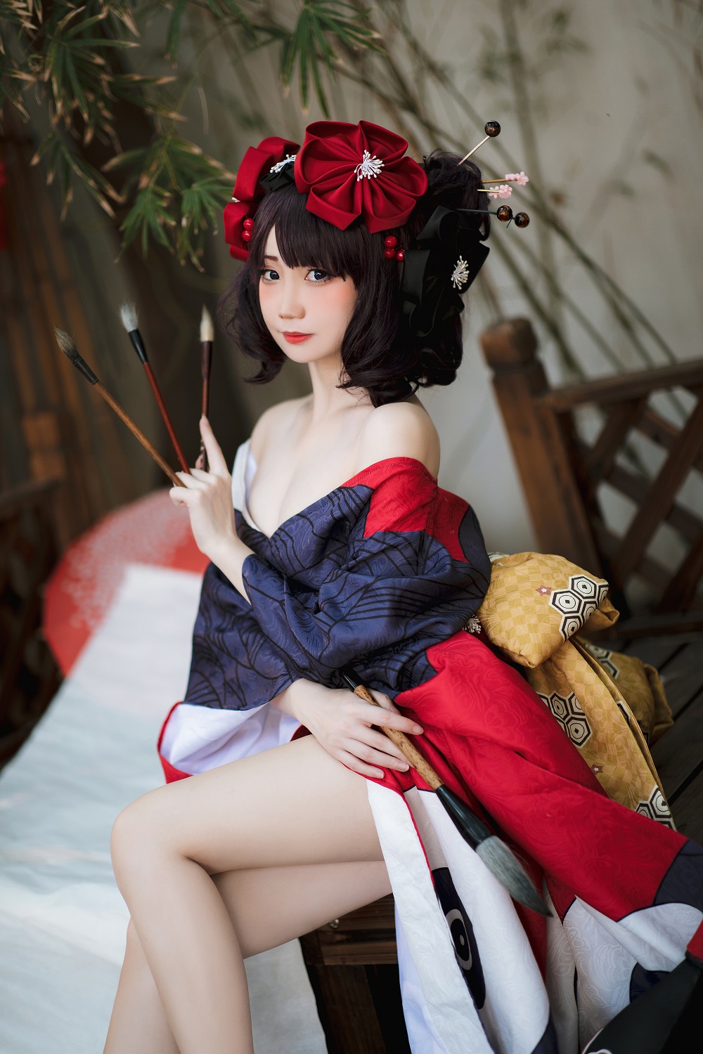 焖焖碳-FGO-葛饰北斋和服[22P] COS网红博主 预览2图