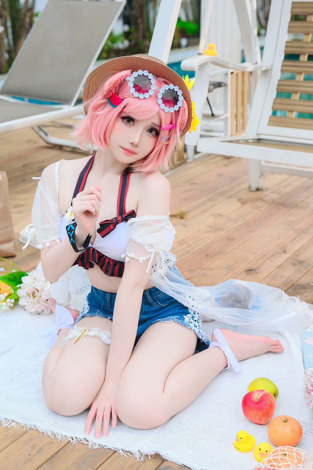焖焖碳-明日方舟-澄闪泳装[22P] COS网红博主 预览2图