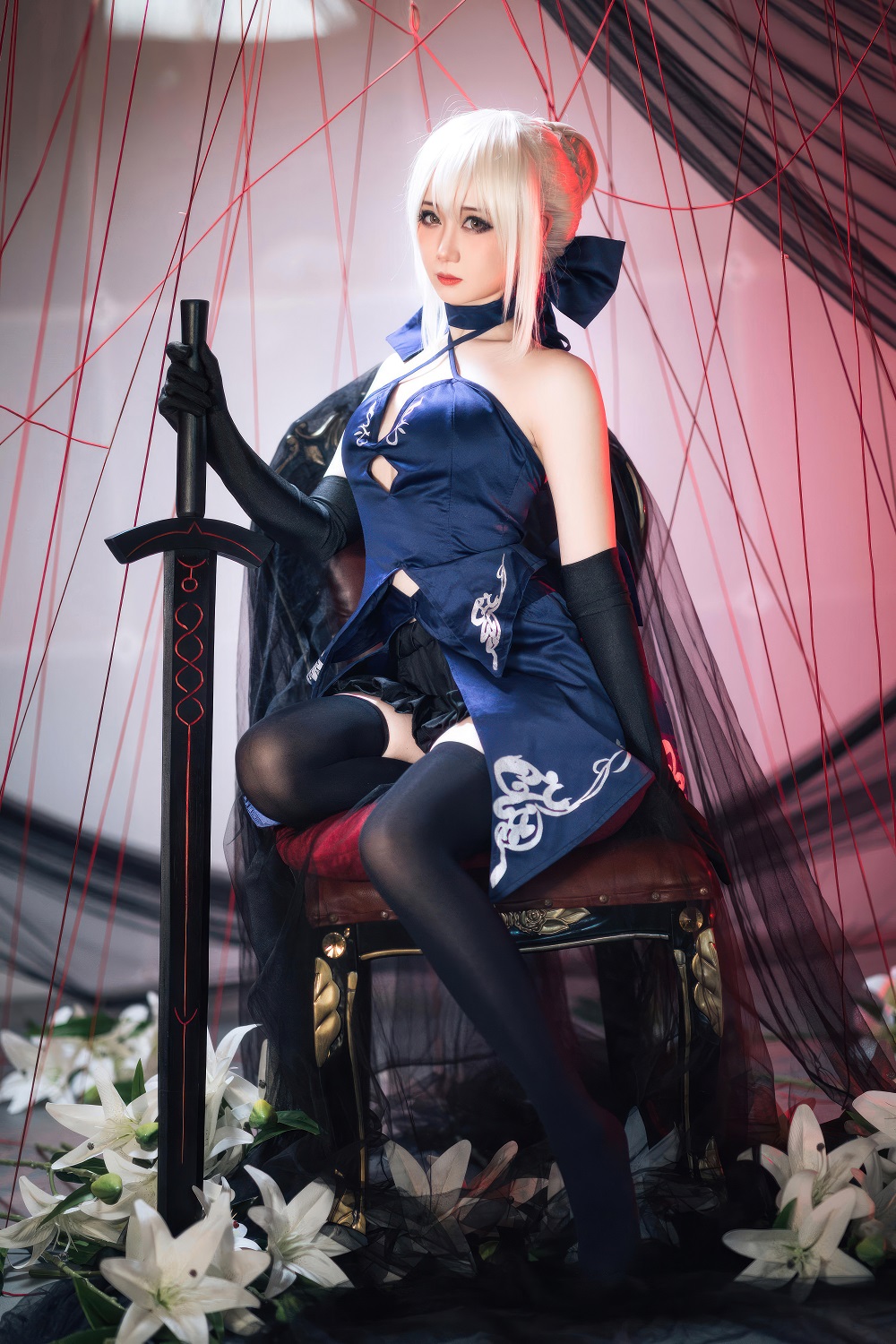 焖焖碳-FGO-黑Saber三破礼服[30P] COS网红博主 预览2图