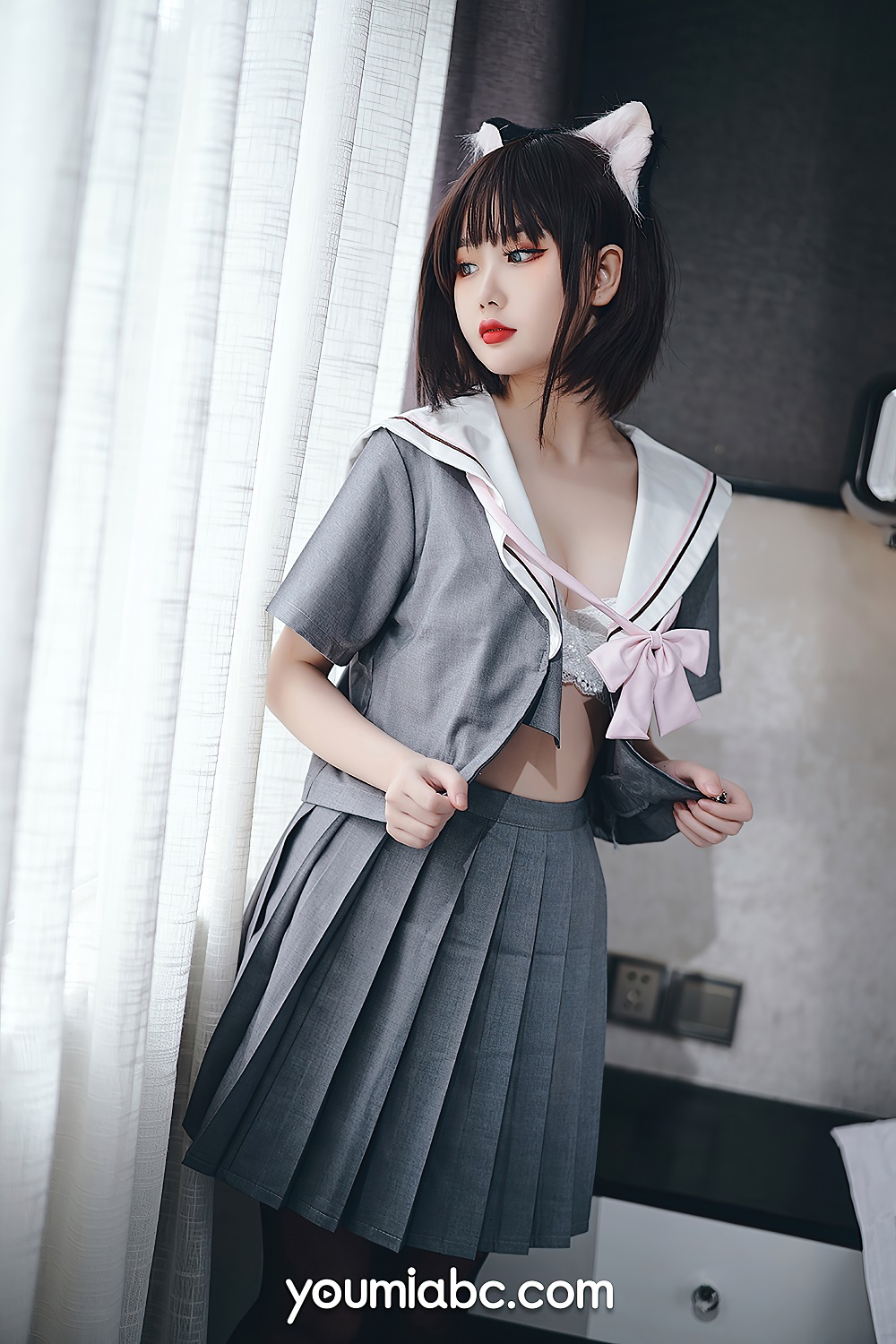 您的蛋蛋-YOUMI尤蜜2020.11.10-制服猫娘[44P] COS网红博主 预览2图