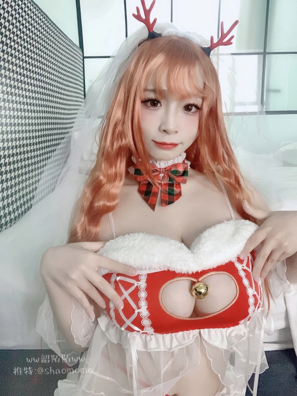 韶陌陌-圣诞小鹿花嫁[21P] COS网红博主 预览2图