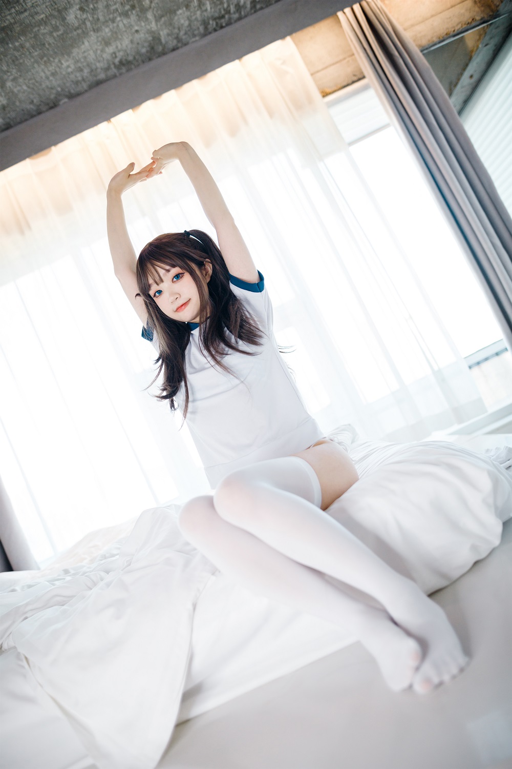 神沢永莉-半双马尾体操服大腿袜[68P] COS网红博主 预览2图