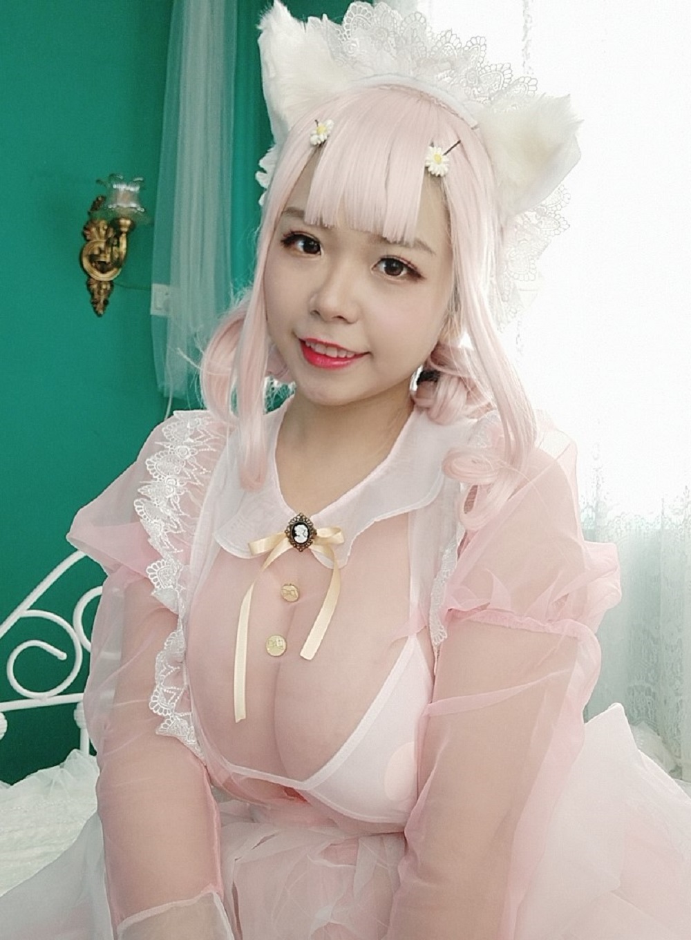 无颜小天使-透明粉女仆[27P+6V] COS网红博主 预览2图