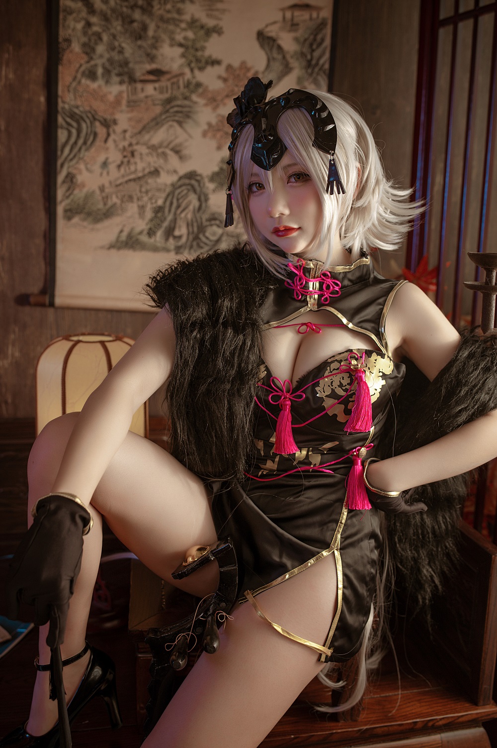 是一只熊仔吗-FGO-黑贞同人旗袍[26P] COS网红博主 预览1图