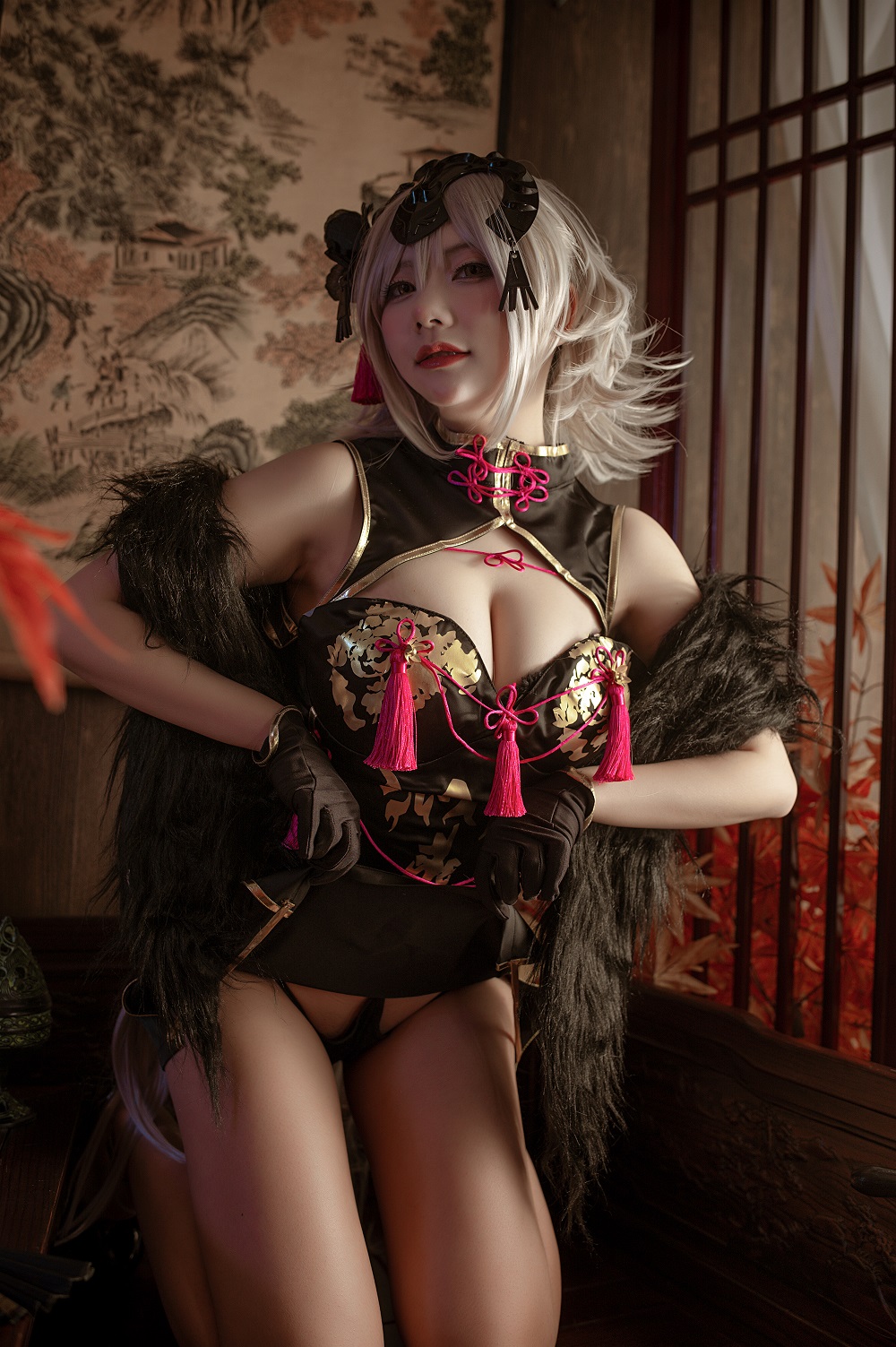 是一只熊仔吗-FGO-黑贞同人旗袍[26P] COS网红博主 预览2图