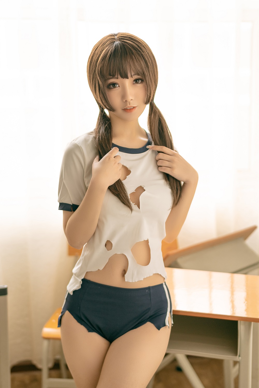 桃良阿宅-教室体操服[31P] COS网红博主 预览2图