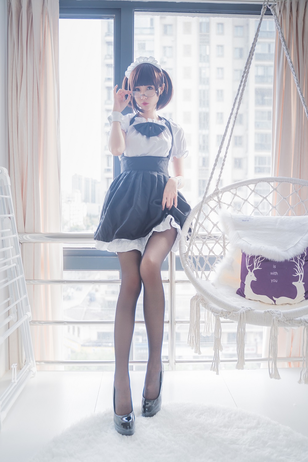 西园寺南歌-黑丝短款女仆裙[45P+2V] COS网红博主 预览2图
