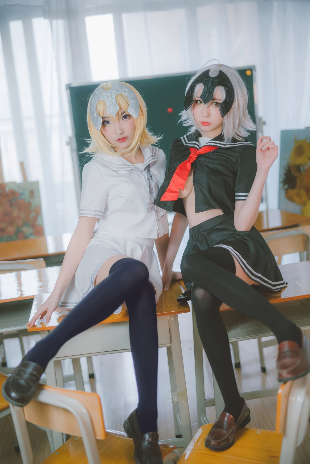 西园寺南歌-FGO-双人黑白贞德校服[23P] COS网红博主 预览1图