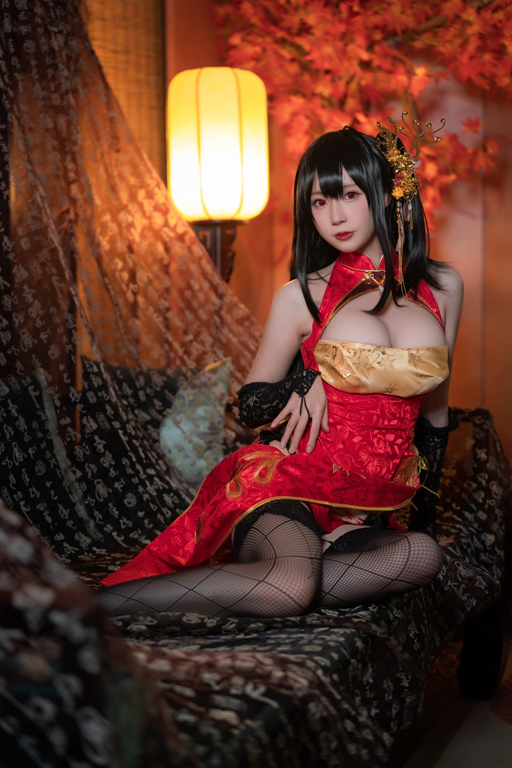 西园寺南歌-碧蓝航线-大凤旗袍[35P] COS网红博主 预览2图