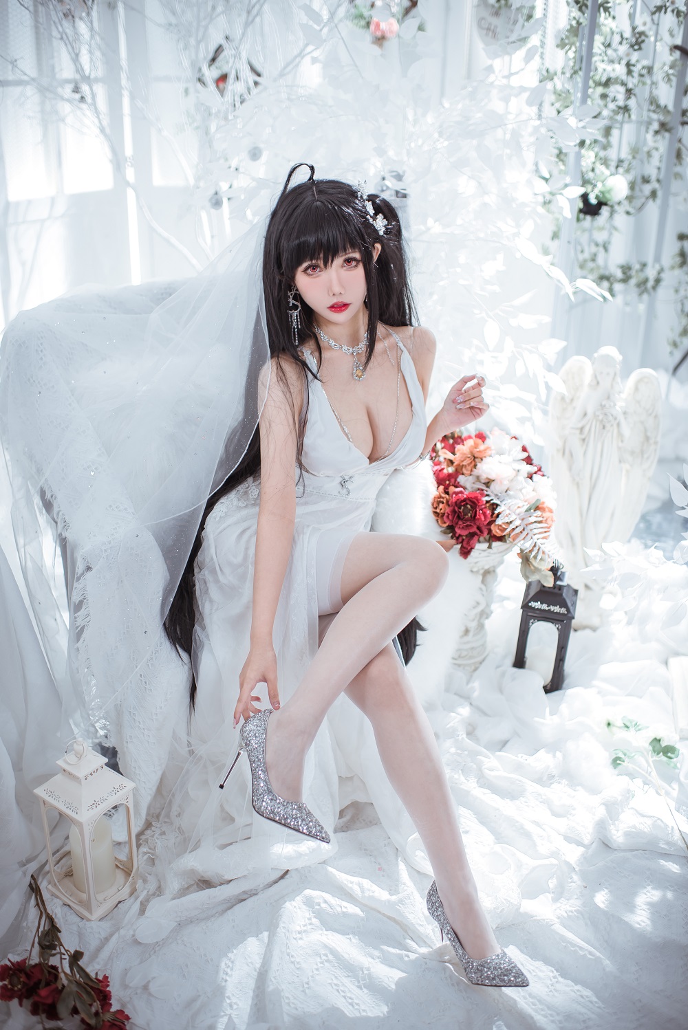 仙女月-碧蓝航线-大凤纯白婚纱[30P] COS网红博主 预览2图