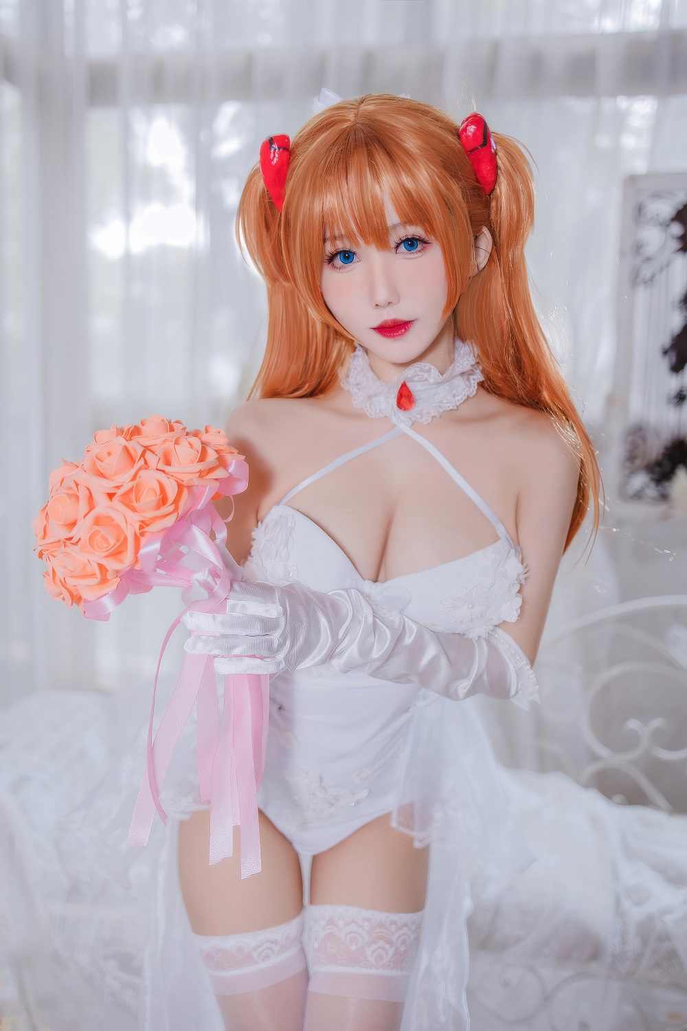 仙女月-新世纪福音战士EVA-明日香花嫁[32P] COS网红博主 预览2图