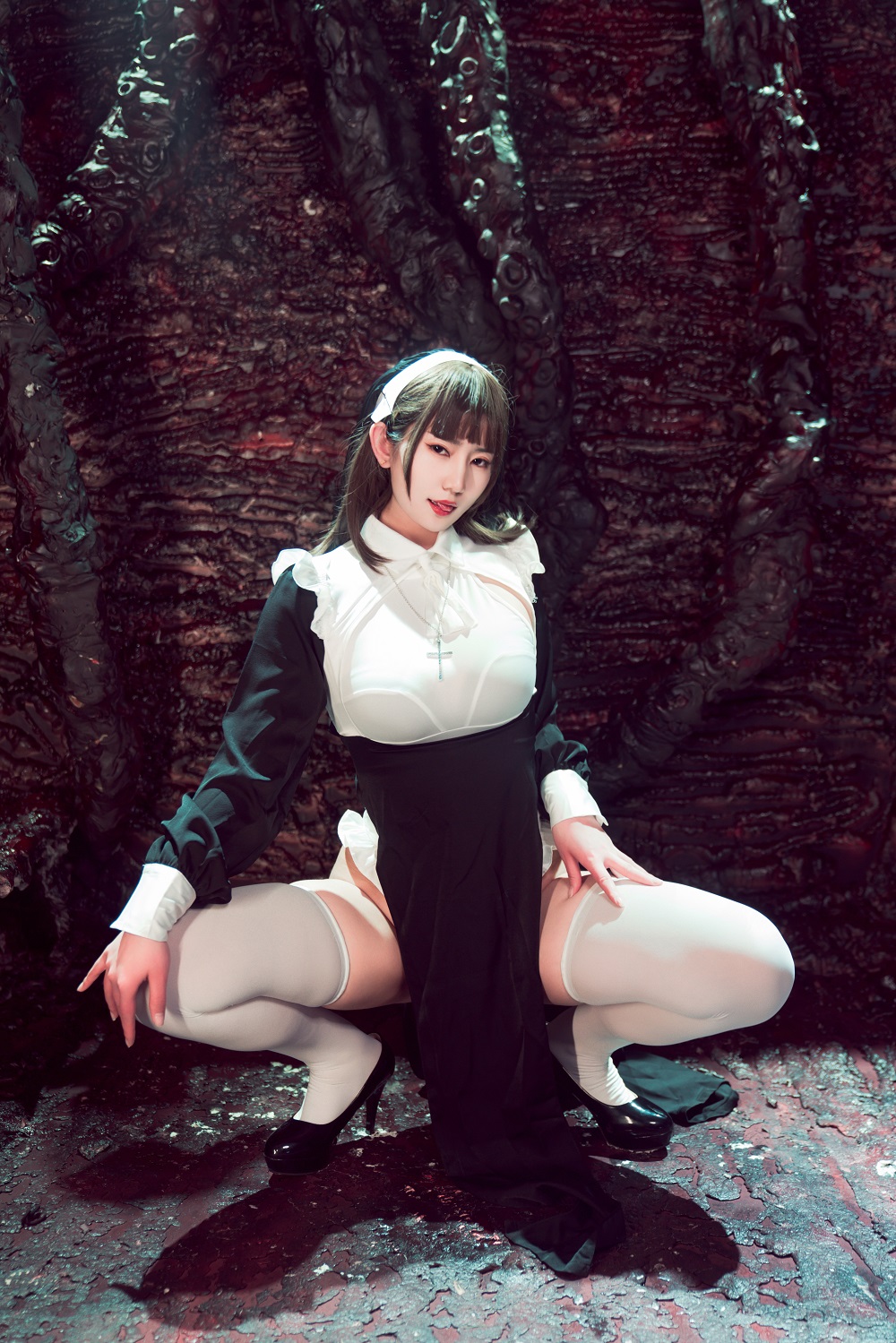 星澜想来杯珍珠奶茶-克苏鲁修女[128P+1V] COS网红博主 预览2图