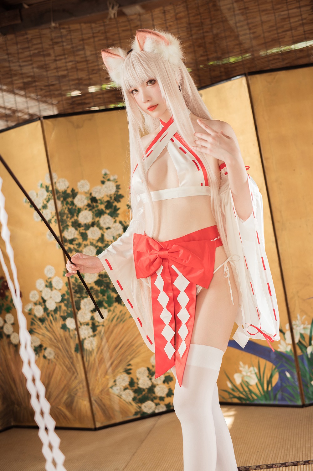 妖少youichi-稻荷巫女[15P] COS网红博主 预览1图