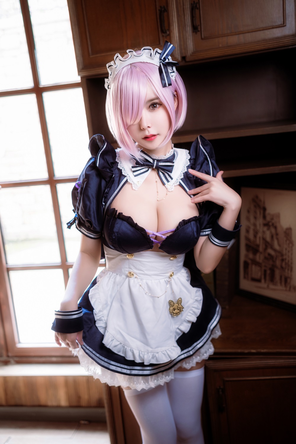 亚马逊鲶鱼-FGO-玛修女仆[10P] COS网红博主 预览2图