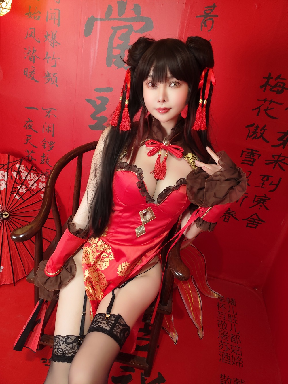 亚马逊鲶鱼-约会大作战-时崎狂三新春旗袍[25P+1V] COS网红博主 预览1图