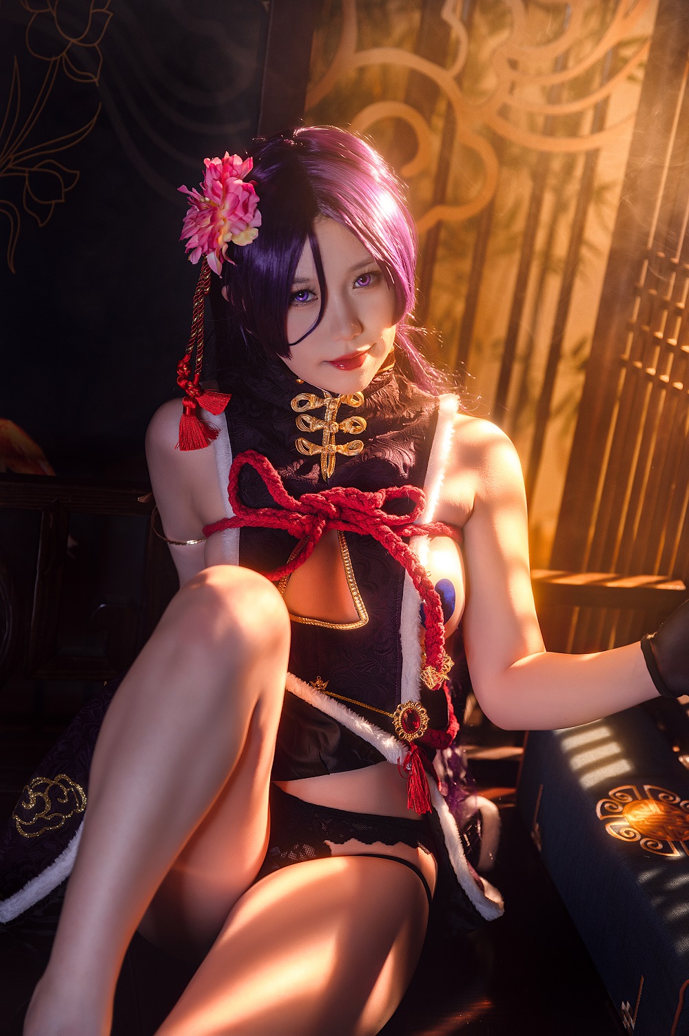 亦南南南-FGO-源赖光新春旗袍[42P+1V] COS网红博主 预览1图