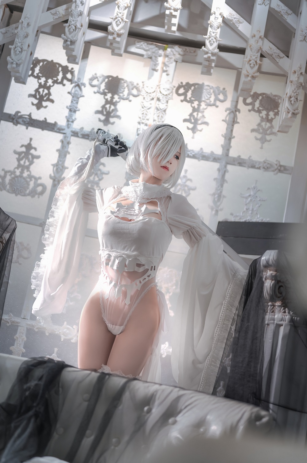 桜满三时-尼尔机械纪元-2B花嫁[20P] COS网红博主 预览1图