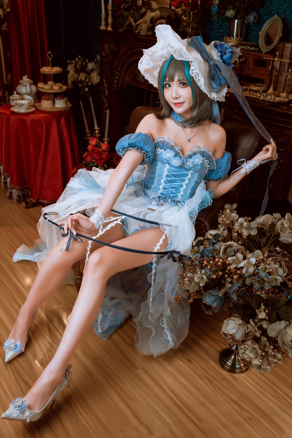 源纱希喵喵喵-碧蓝航线-柴郡废稿礼服[12P] COS网红博主 预览2图