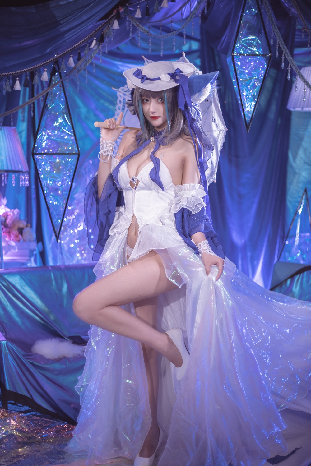 Luisa零纱-碧蓝航线-柴郡礼服[33P+1V] COS网红博主 预览2图